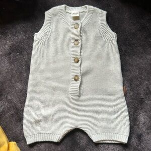 Goumi kids knit romper 100% organic cotton beige